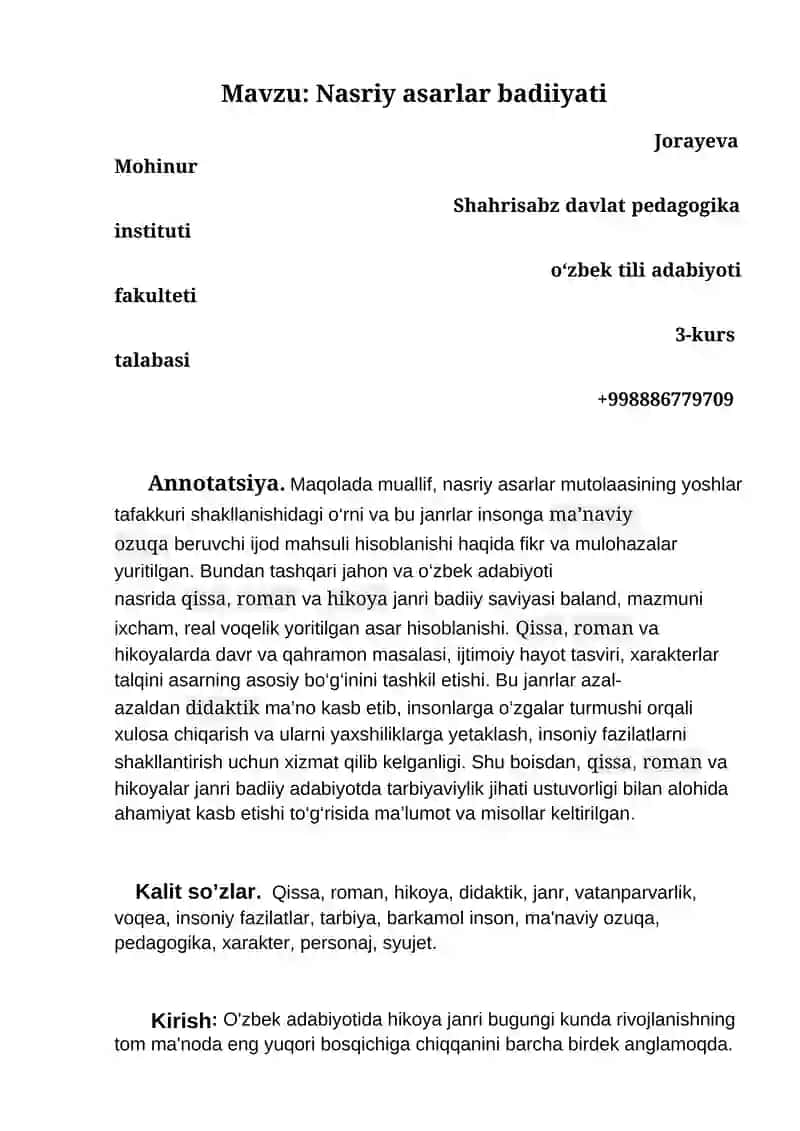 Nasriy asarlar badiiyati