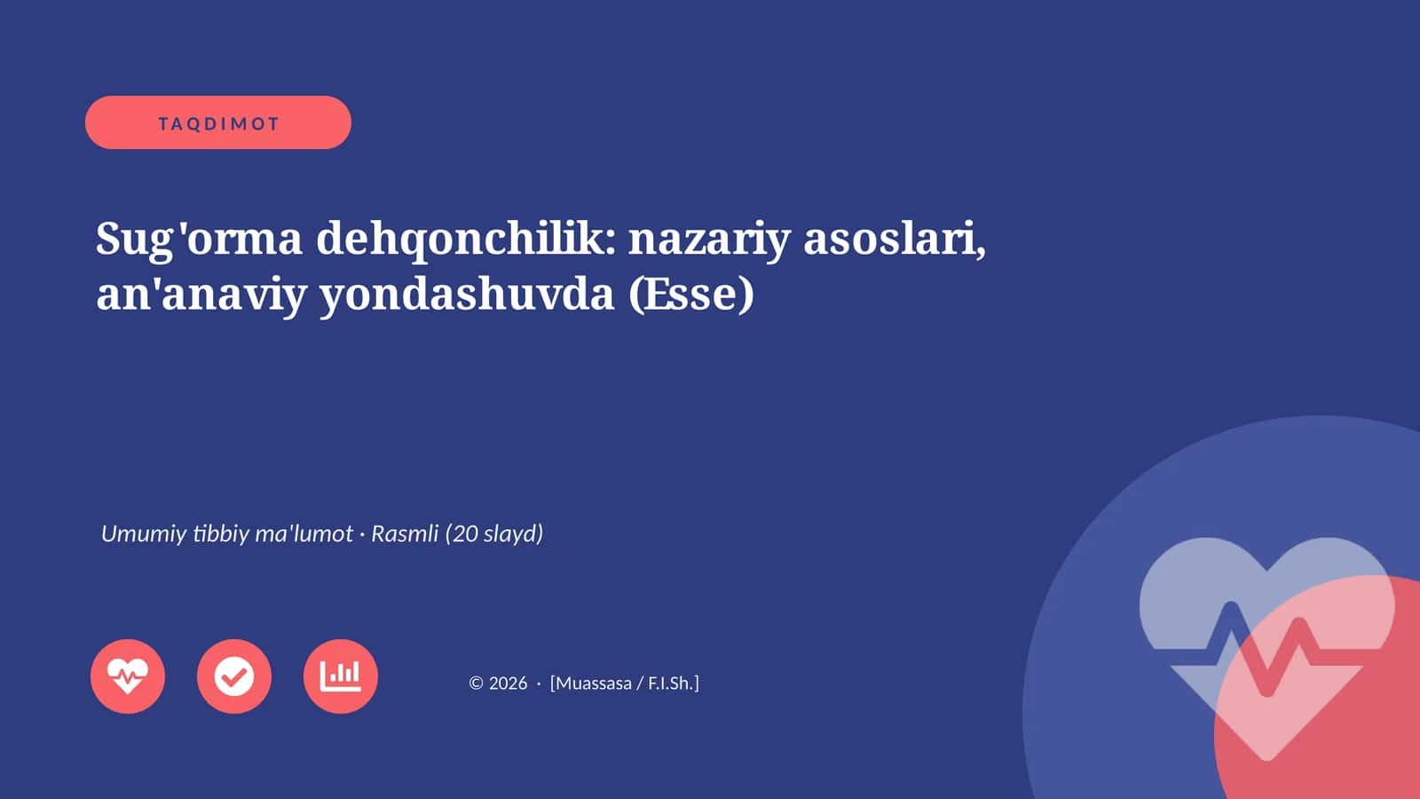 Sug'orma dehqonchilik: nazariy asoslari, an'anaviy yondashuvda (Esse) 1