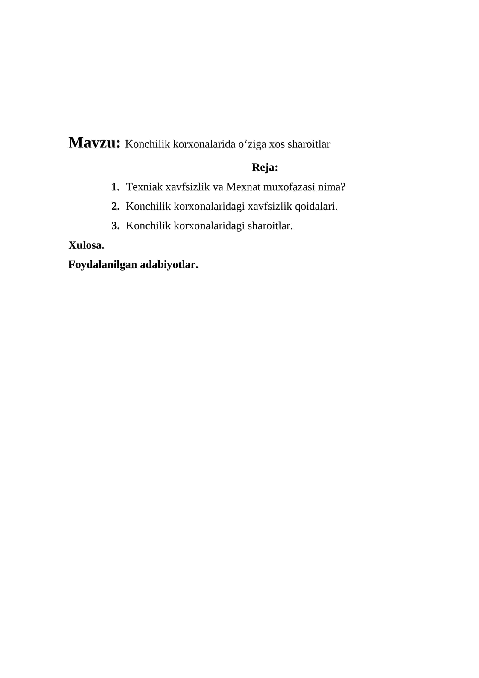 Konchilik korxonalarida oʻziga xos sharoitlar 1