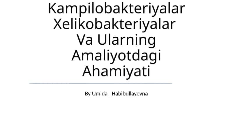 Kampilobakteriyalar Xelikobakteriyalar Va Ularning Amaliyotdagi Ahamiyati 1