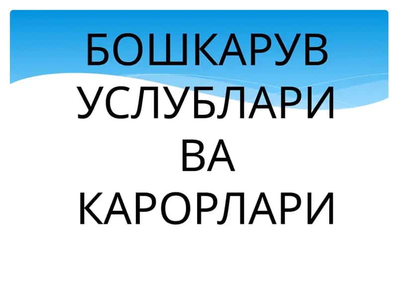 Boshqaruv uslublari 1