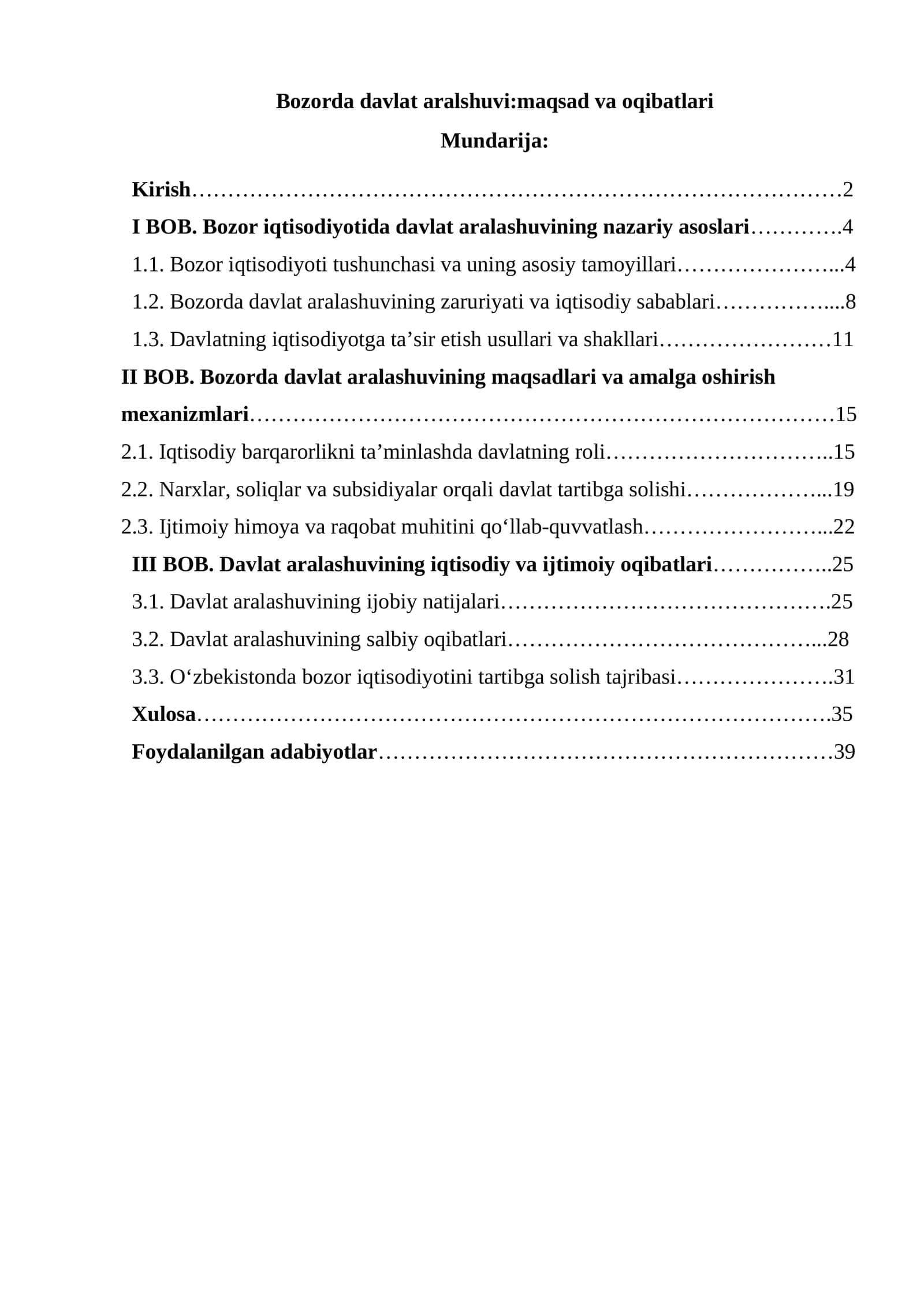 Bozorda davlat aralshuvi:maqsad va oqibatlari 1
