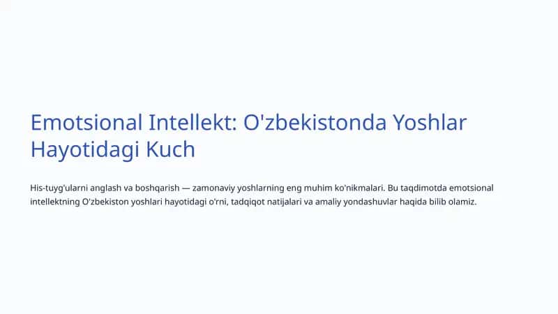 Emotsional Intellekt: O'zbekistonda Yoshlar Hayotidagi Kuch 1