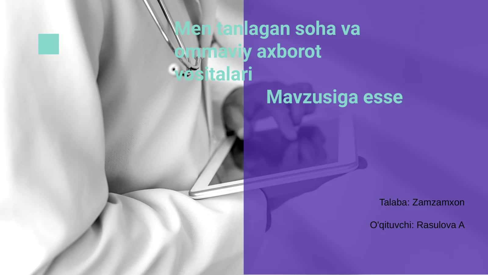 Men tanlagan soha va ommaviy axborot vositalari 1