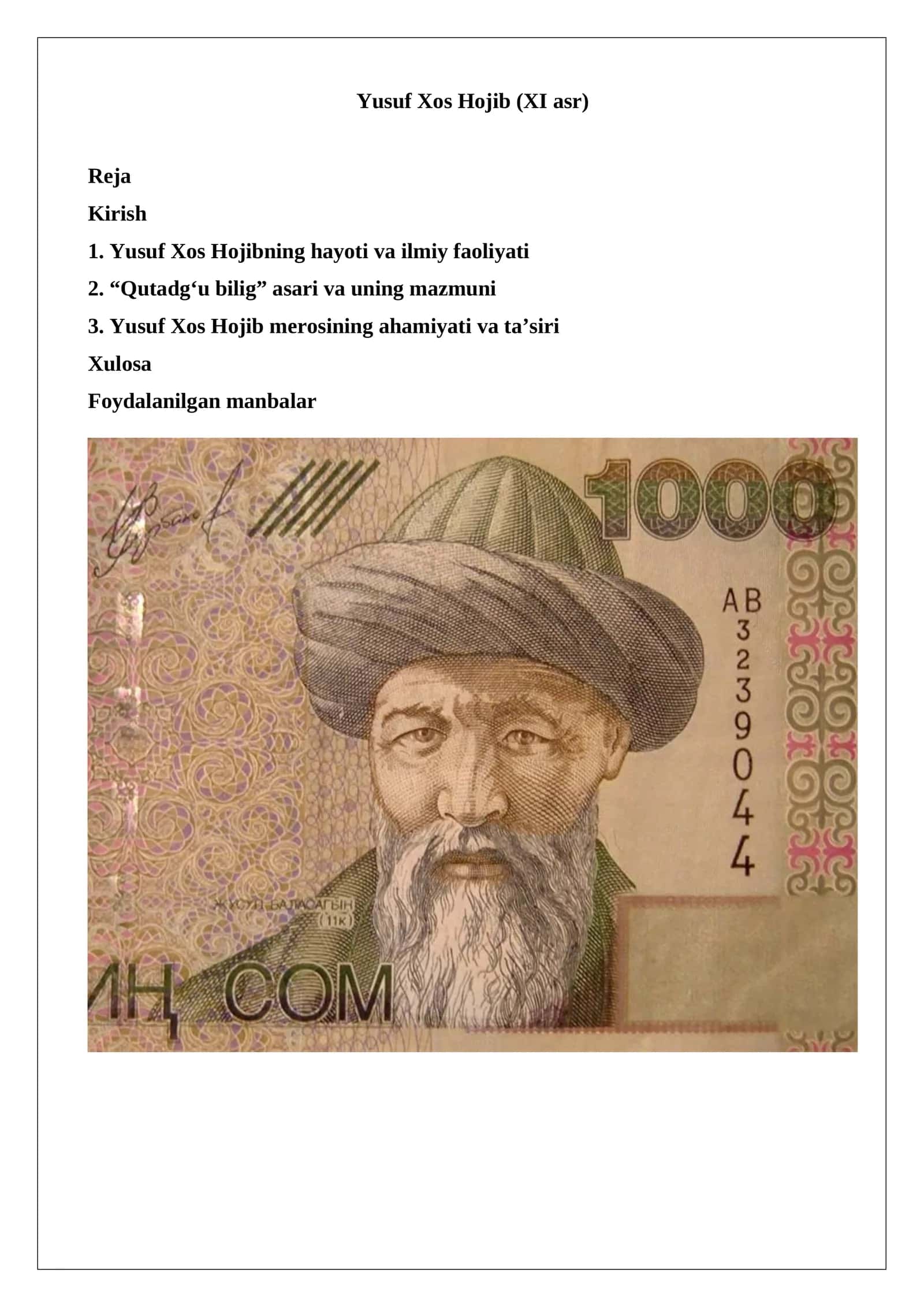 Yusuf Xos Hojib (XI asr) 1