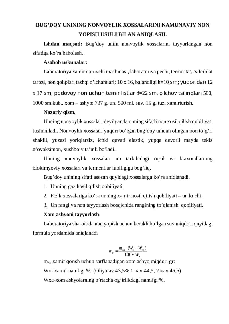 Bug'doy unining nonvoylik xossalari 1