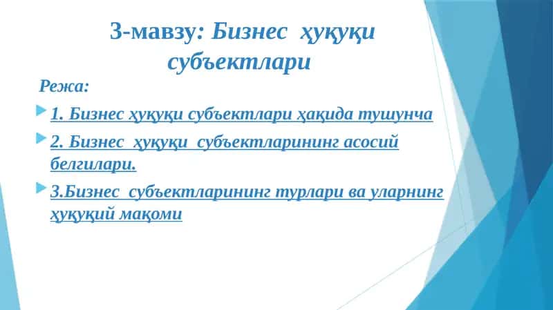 Бизнесҳуқуқи субъектлари 1