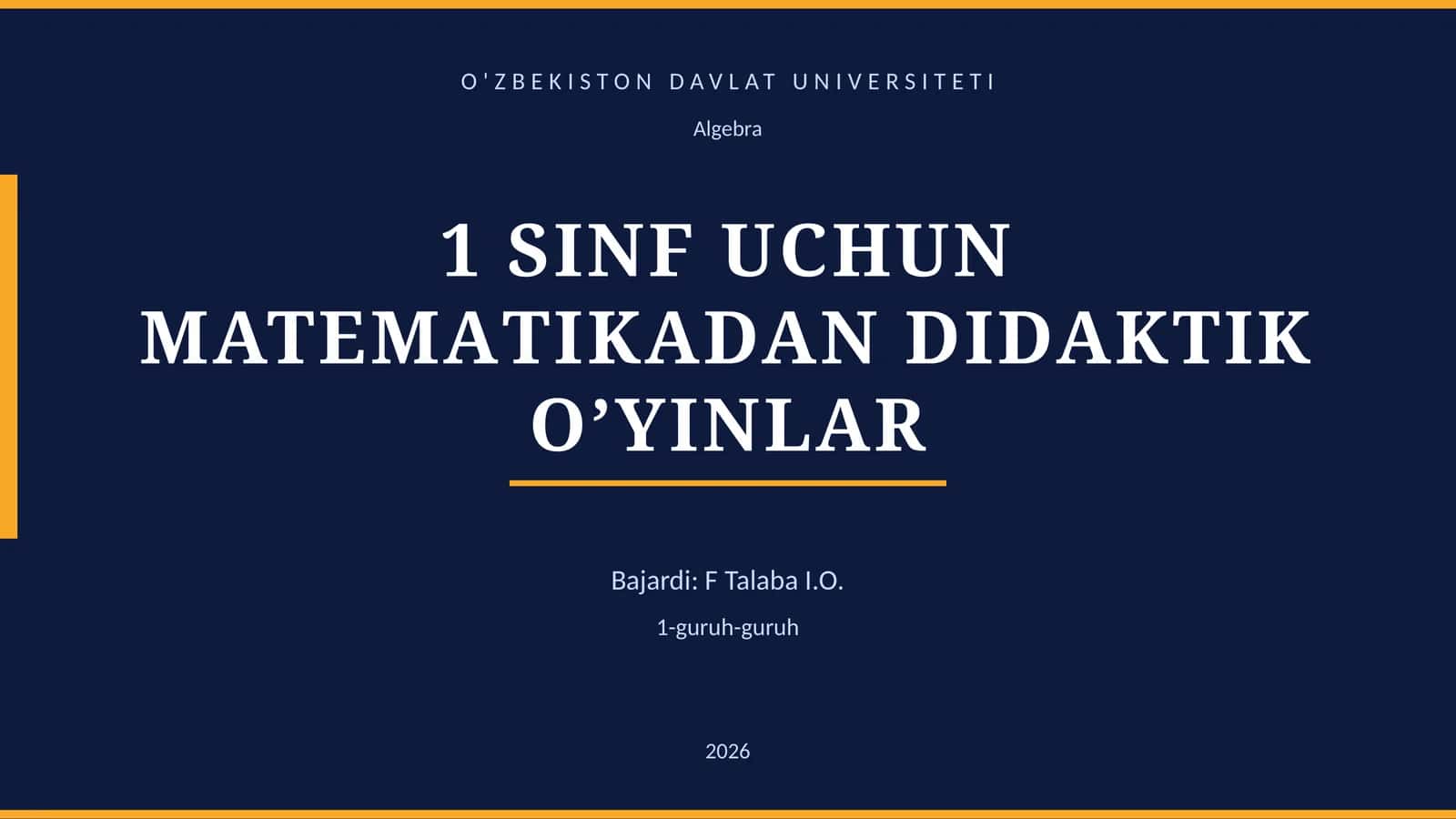 1 SINF UCHUN МАТЕМАTIKADAN DIDAKTIK O’YINLAR 1