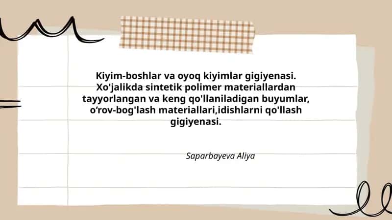 Kiyim-boshlar va oyoq kiyimlar gigiyenasi 1