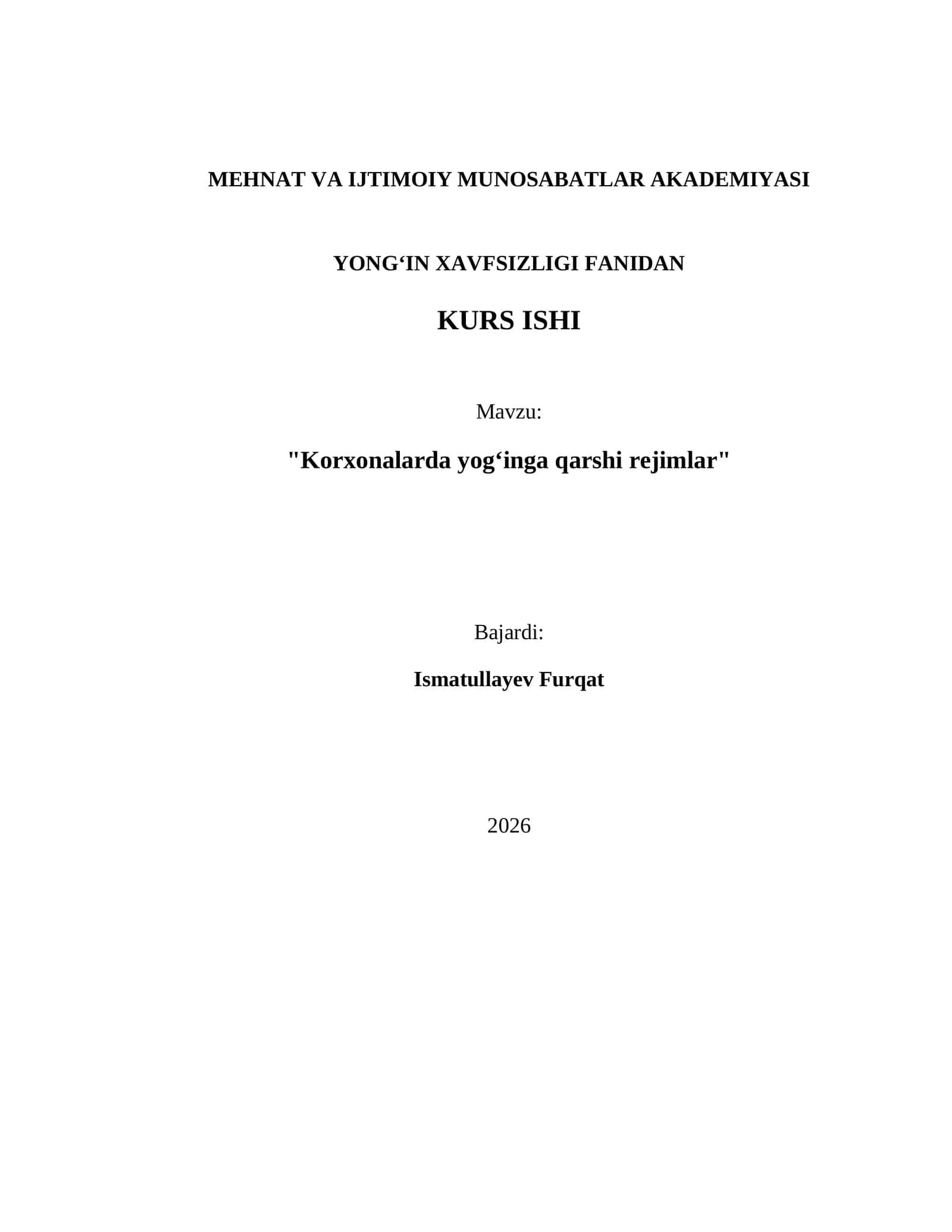 Korxonalarda yogʻinga qarshi rejimlar 1