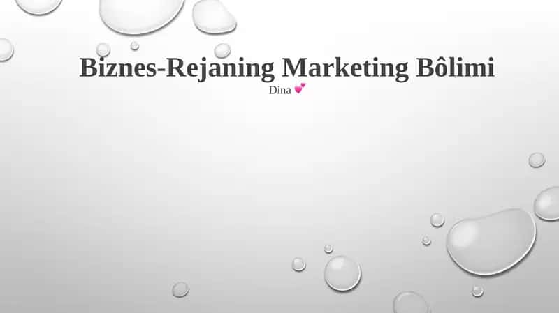 Biznes-Rejaning Marketing Bôlimi 1