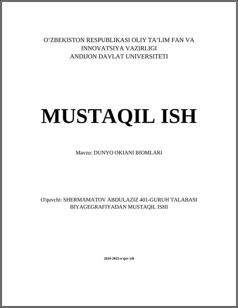 DUNYO OKIANI BIOMLARI 1