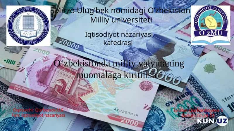 o'zbekistonda milliy valyutaning muomalaga kiritilishi 1
