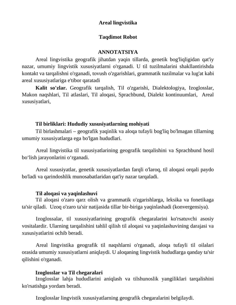 Areal lingvistika 1