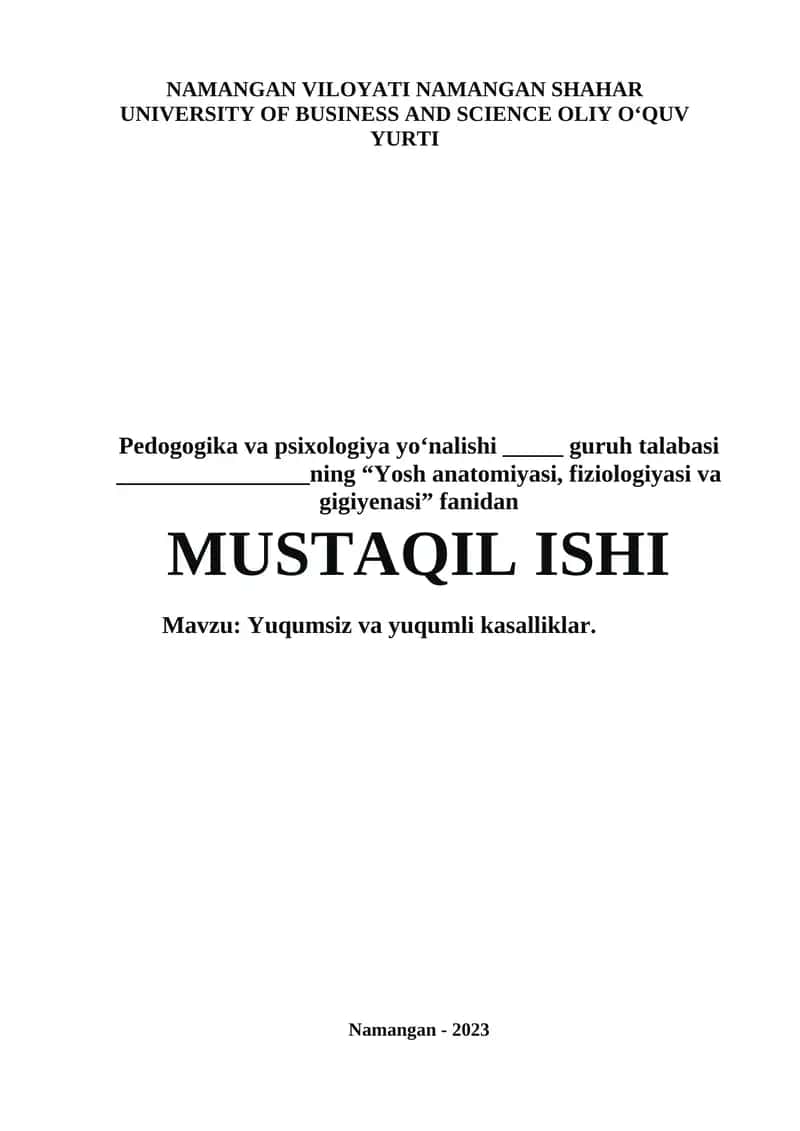 Yosh anatomiyasi, fiziologiyasi va gigiyenasi 1