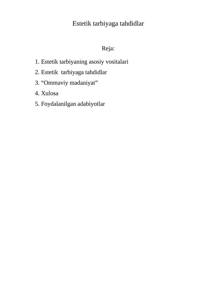Estetik tarbiyaga tahdidlar
