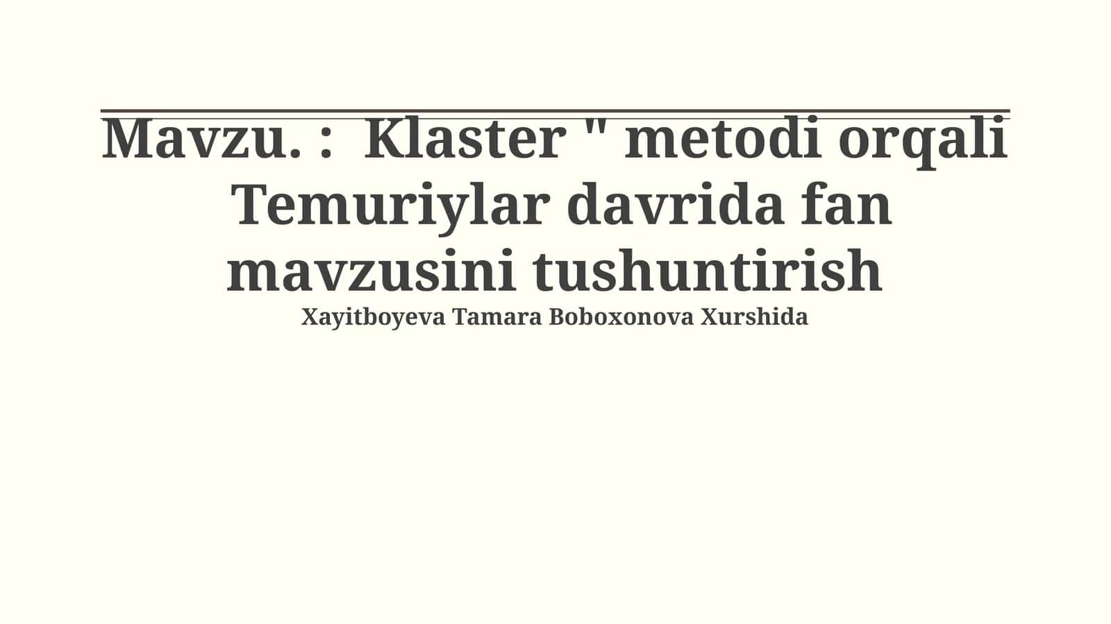 Temuriylar davrida fan mavzusini tushuntirish 1