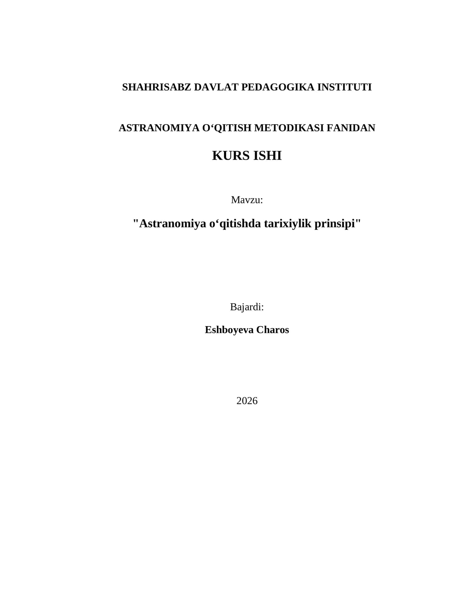 Astranomiya oʻqitishda tarixiylik prinsipi 1