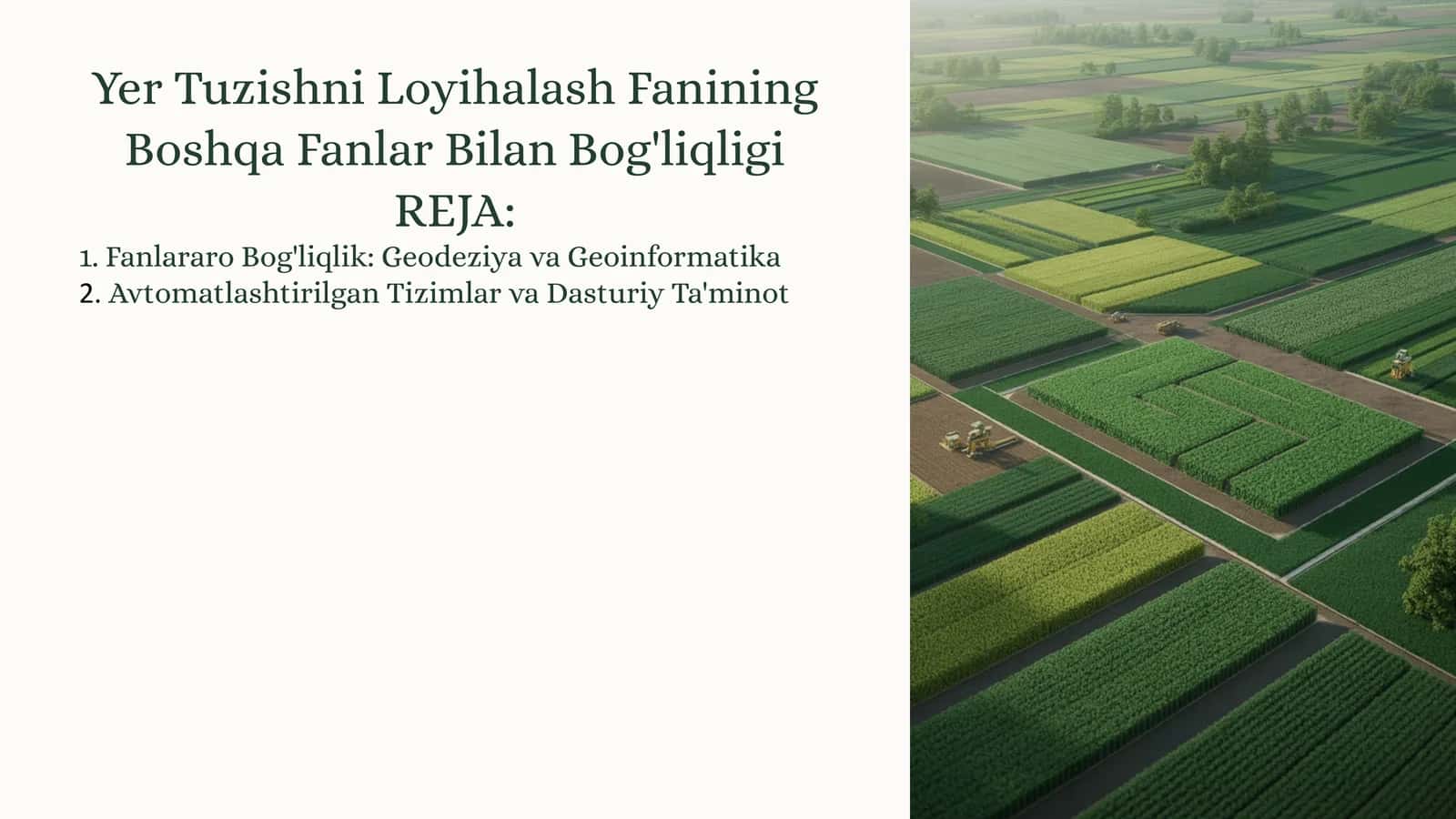 Yer Tuzishni Loyihalash Fanining Boshqa FanlarBilanBog'liqligi 1