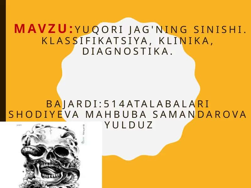Yuqorijag'ning sinishi, klassifikatsiya, klinika, diagnostika 1