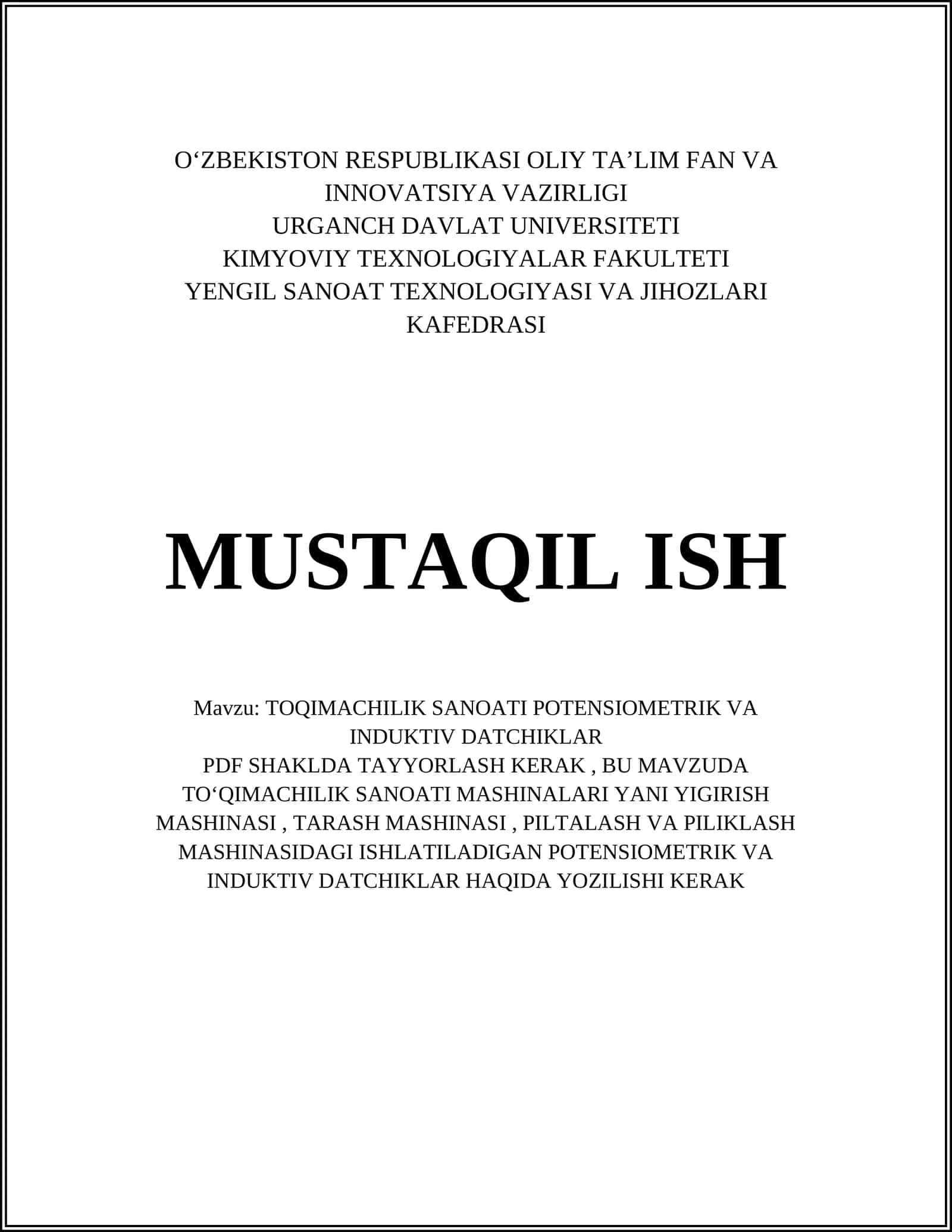 TOQIMACHILIK SANOATI POTENSIOMETRIK VA INDUKTIV DATCHIKLAR 1