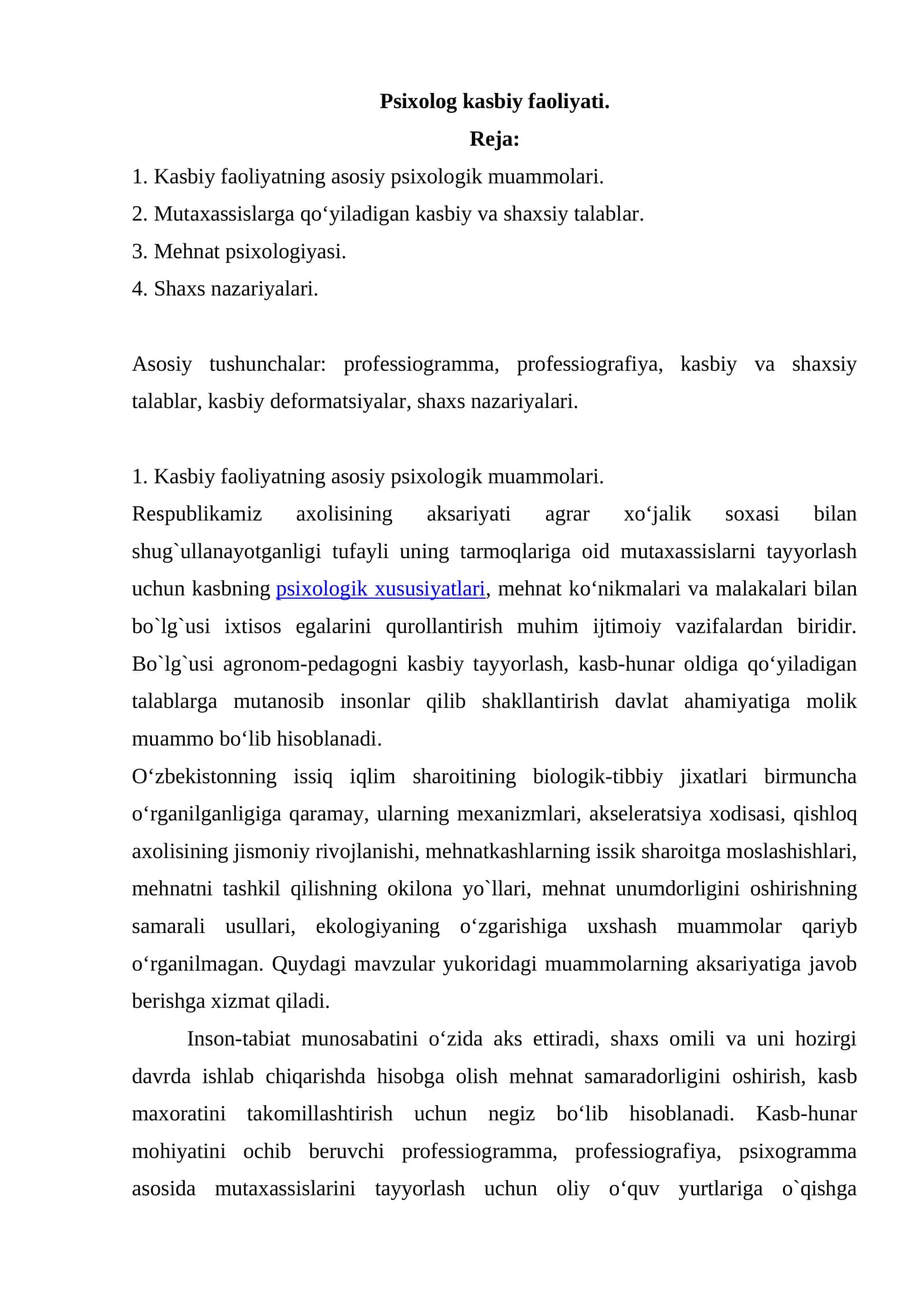 Psixolog kasbiy faoliyati 1