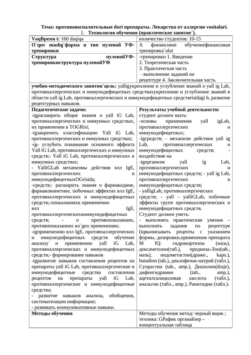 Yallig Lab, Противоаллергические и иммунодефицитные средства 1