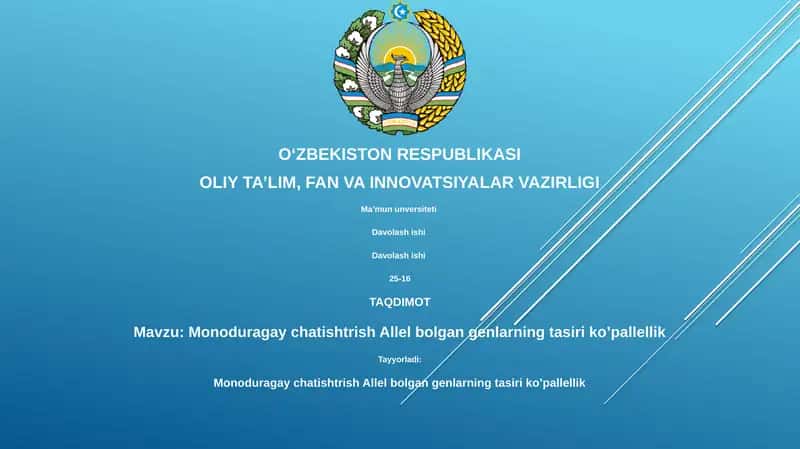 Monoduragay chatishtrish Allel bolgan genlarning tasiri ko’pallellik 1