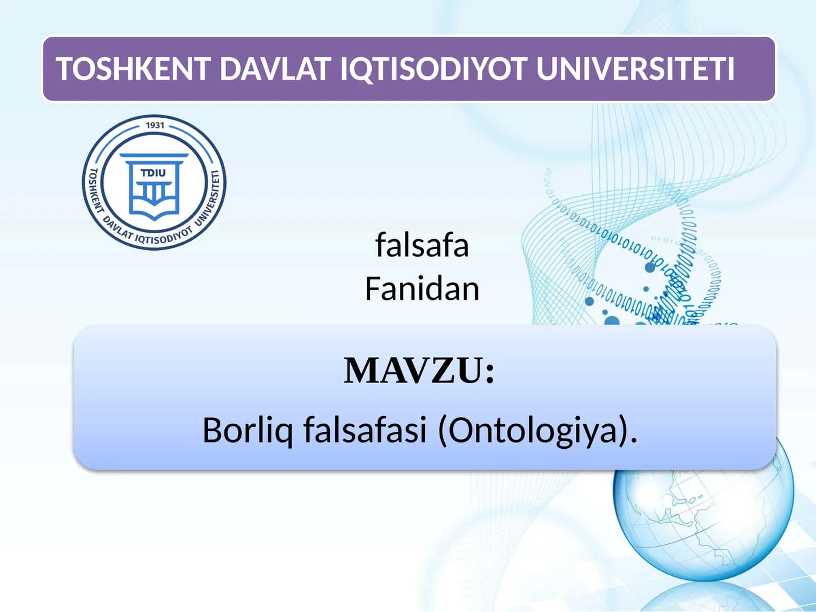 Borliqning fundamental shakllari 1
