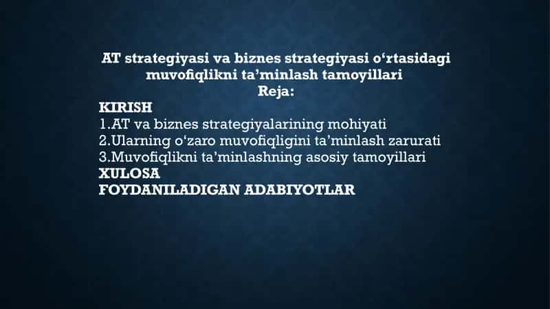 Biznes va AT strategiyasi 1