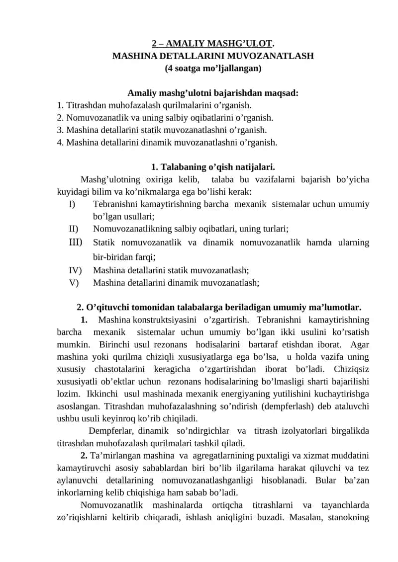 MASHINA DETALLARINI MUVOZANATLASH 1