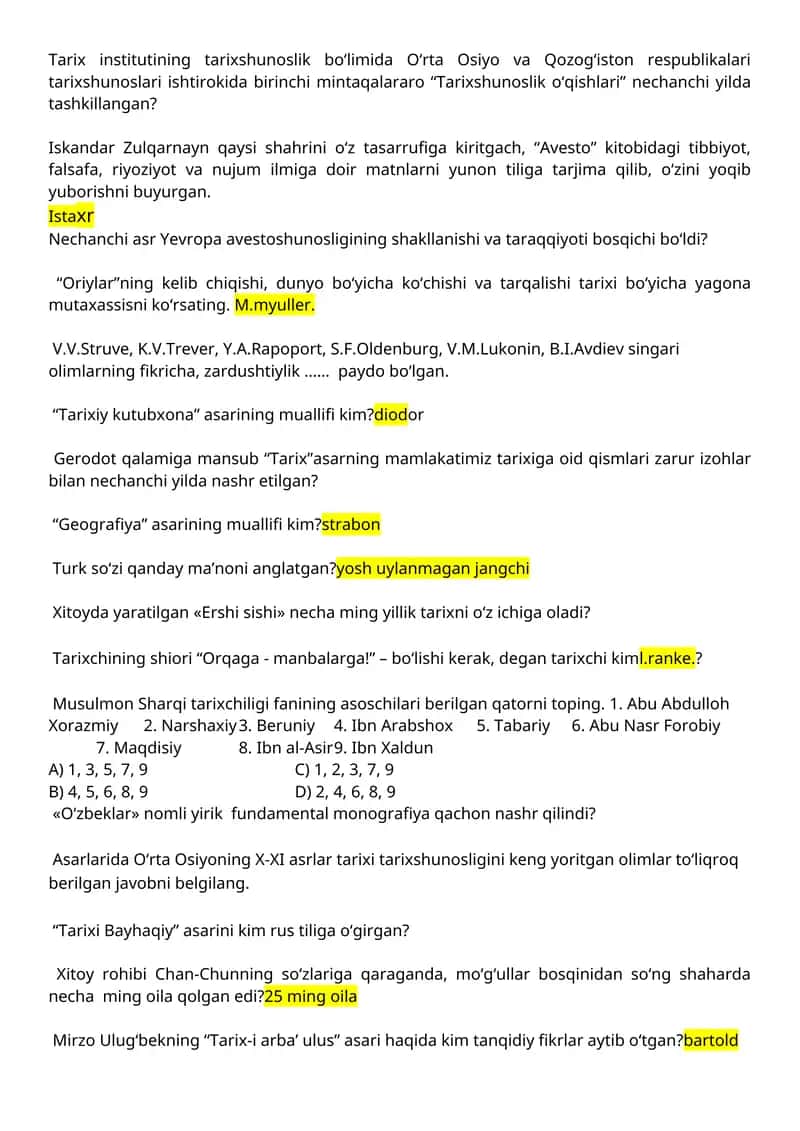 Tarixshunoslik o‘qishlari 1