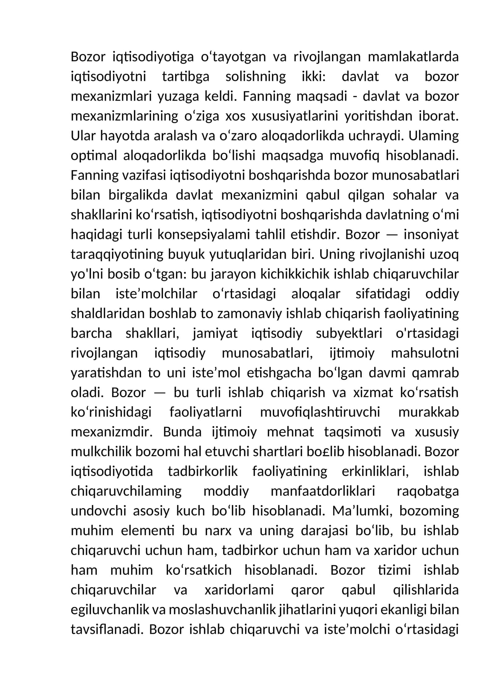 Bozor iqtisodiyoti 1