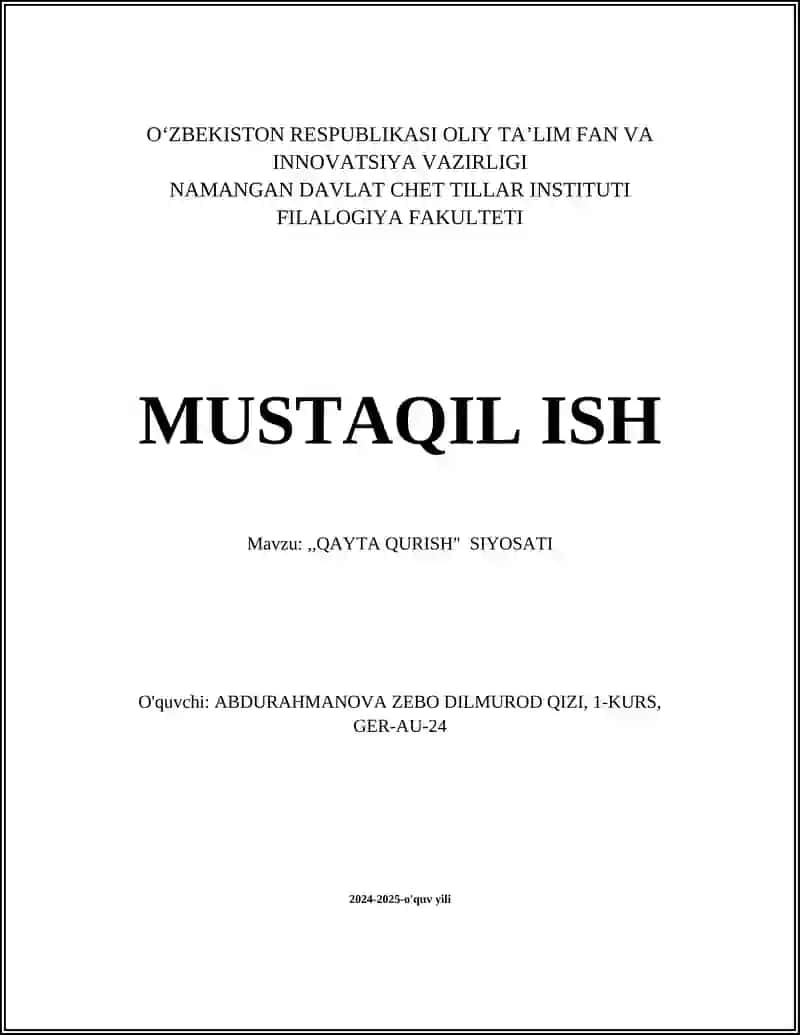 Qayta qurish siyosati