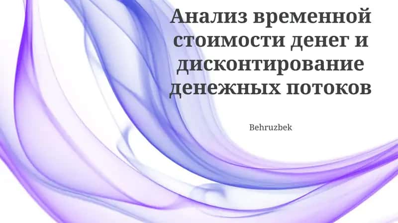 Анализ временной стоимости денег и дисконтирование денежных потоков 1