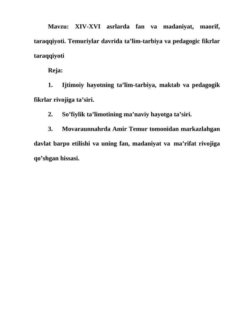 XIV-XVI asrlarda fan va madaniyat 1