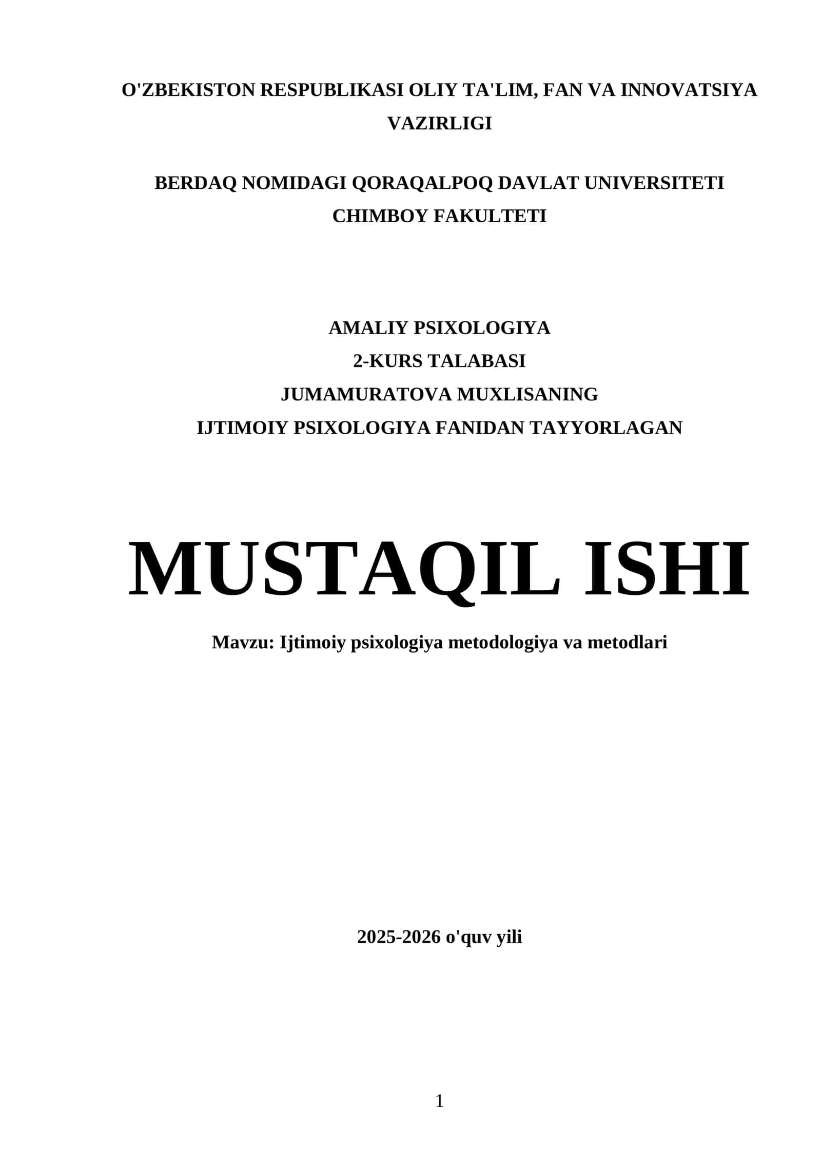 Ijtimoiy psixologiya metodologiya va metodlari 1