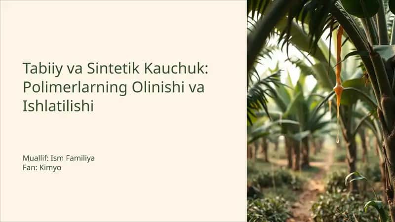 Kauchok Polimerlarining Olinishi va Ishlatilishi PPT format 1