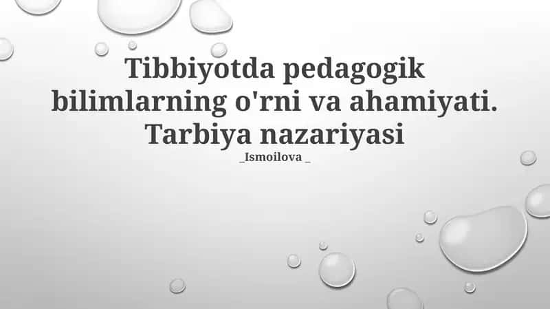 Tibbiyotda Pedagogik Bilimlarni Ta'riflash 1