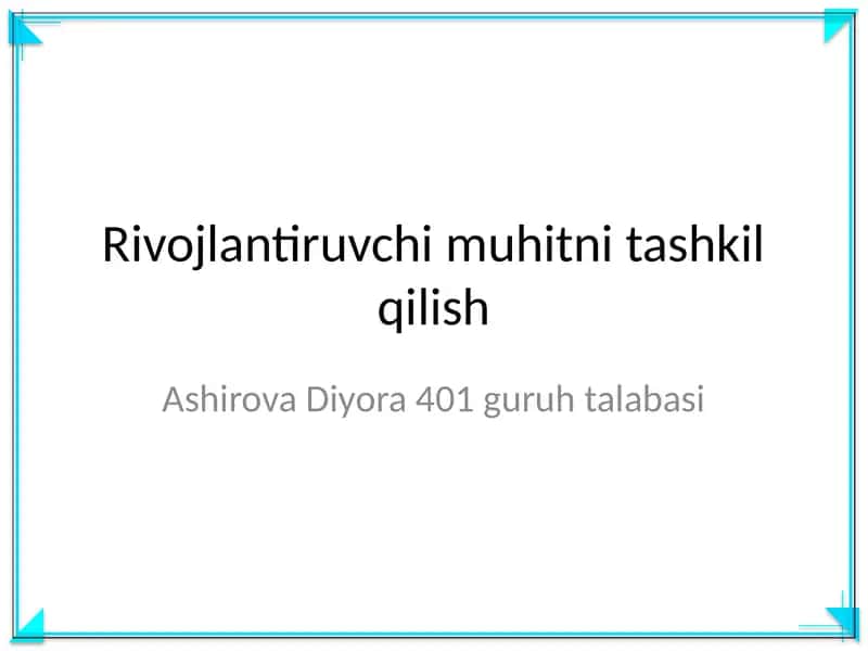 Rivojlantiruvchi muhitni tashkil qilish 1