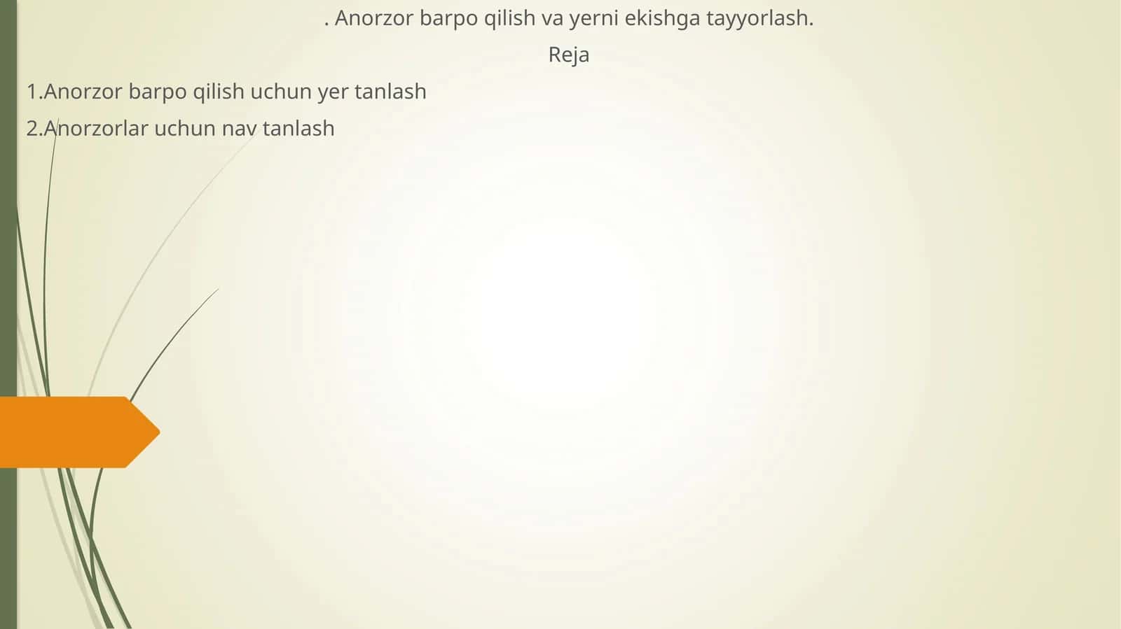 Anorzor barpo qilish va yerni ekishga tayyorlash 1