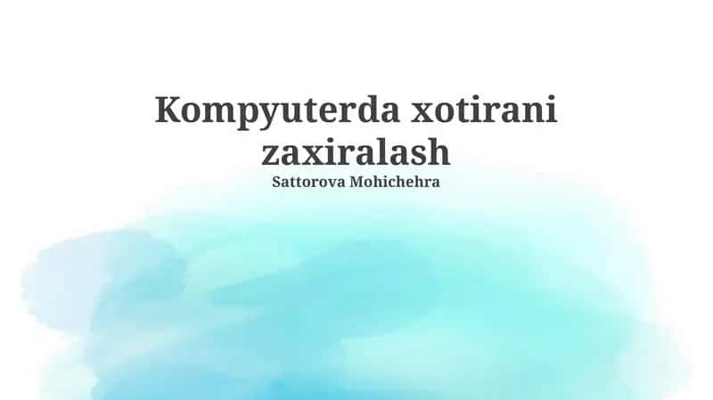 Kompyuterda xotirani zaxiralash 1