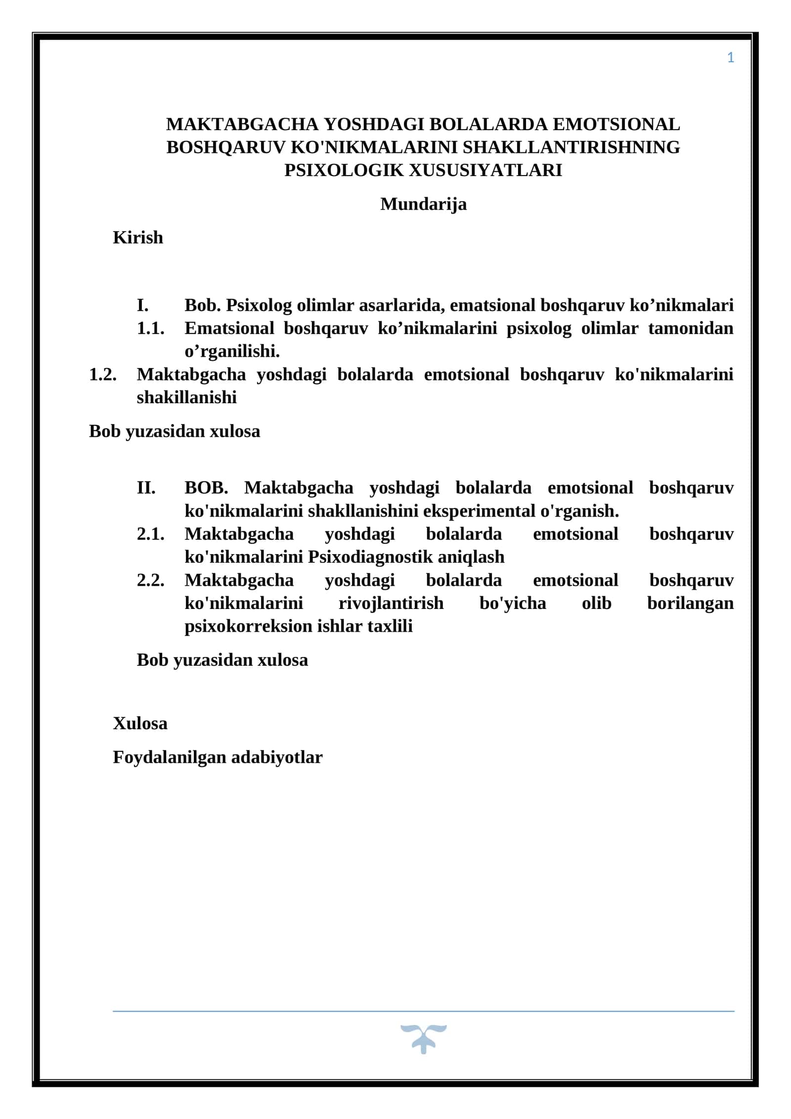 MAKTABGACHA YOSHDAGI BOLALARDA EMOTSIONAL BOSHQARUV KO'NIKMALARINI SHAKLLANTIRISHNING PSIXOLOGIK XUSUSIYATLARI 1