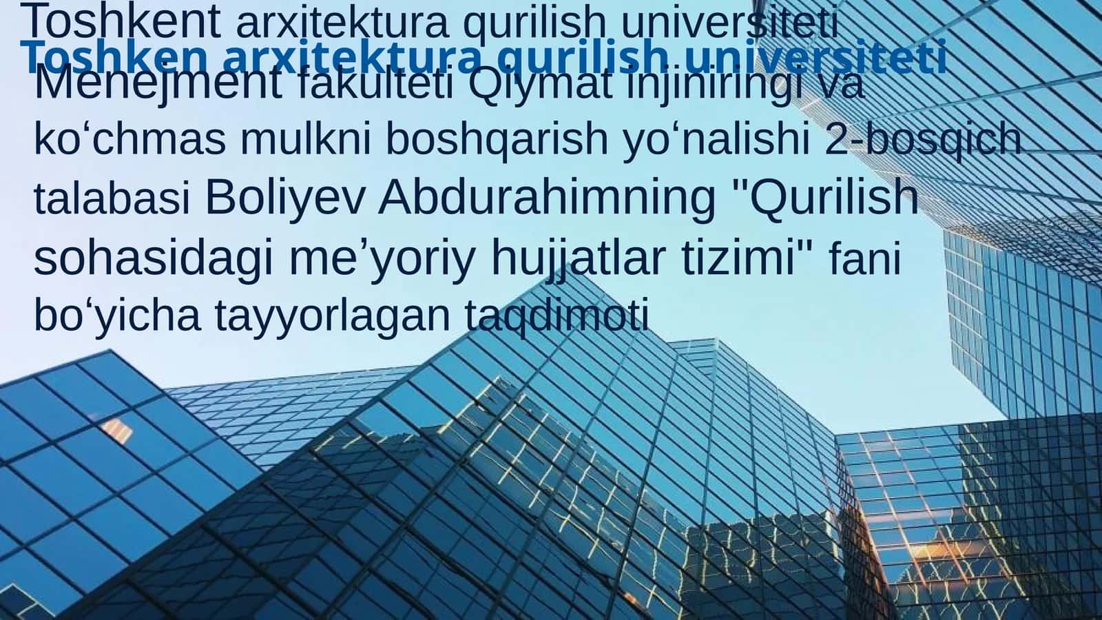 Qurilishda ekologik talablar va me'yorlar 1