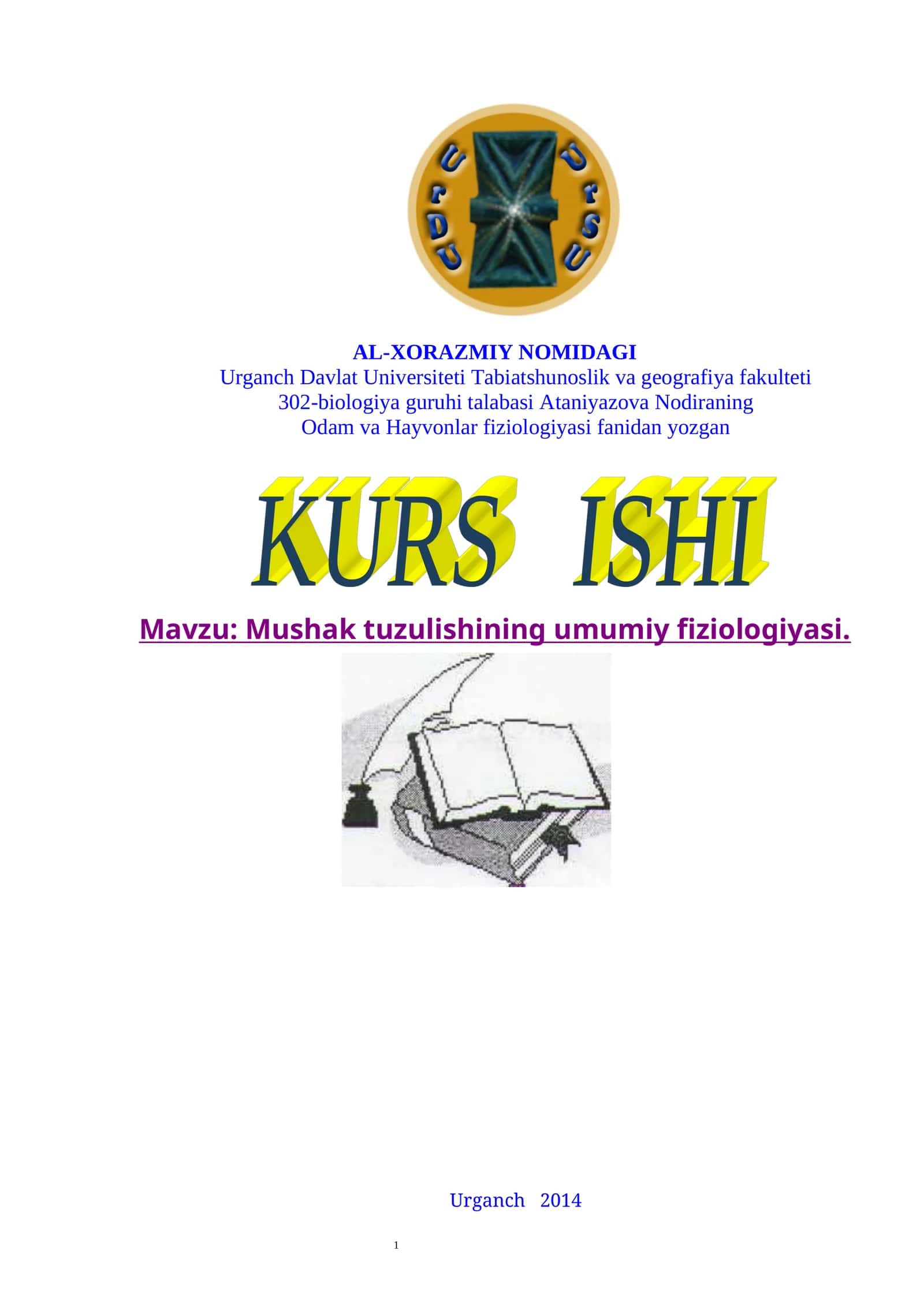 Mushak tuzulishining umumiy fiziologiyasi 1
