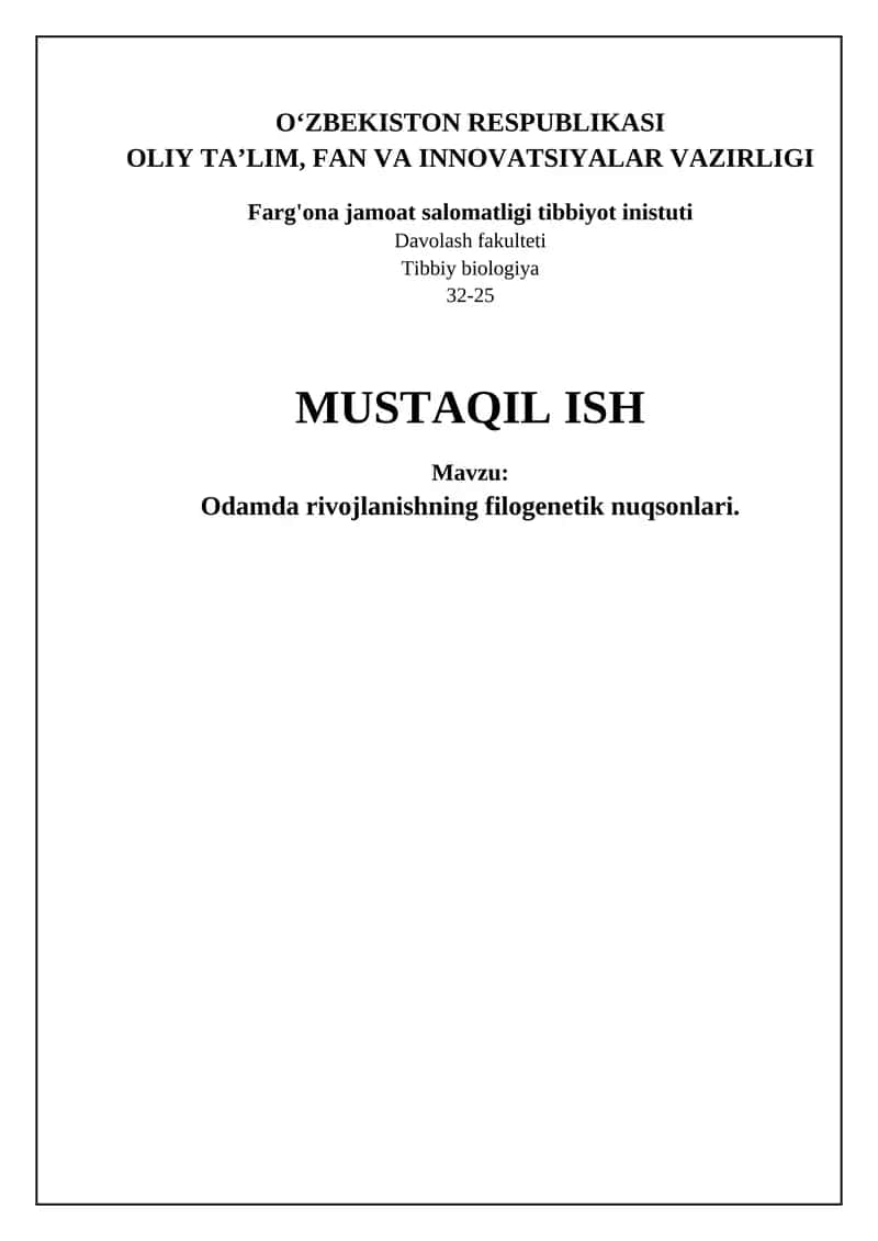 Odamda rivojlanishning filogenetik nuqsonlari 1