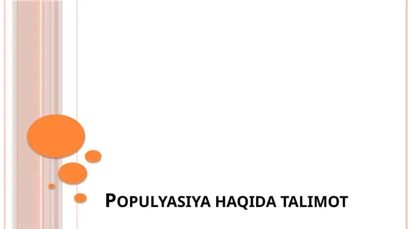 Populyasiya haqida talimot 1