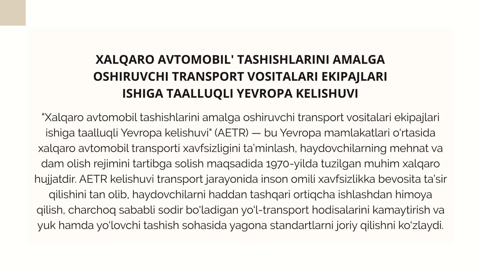 Yevropa kelishuvi (AETR) 1