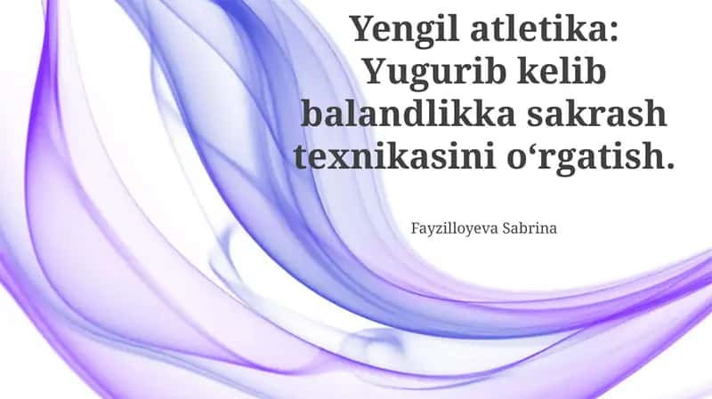 Yengil atletika: Yugurib kelib balandlikka sakrash texnikasini o‘rgatish 1