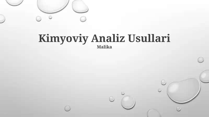 Kimyoviy Analiz Usullari 1